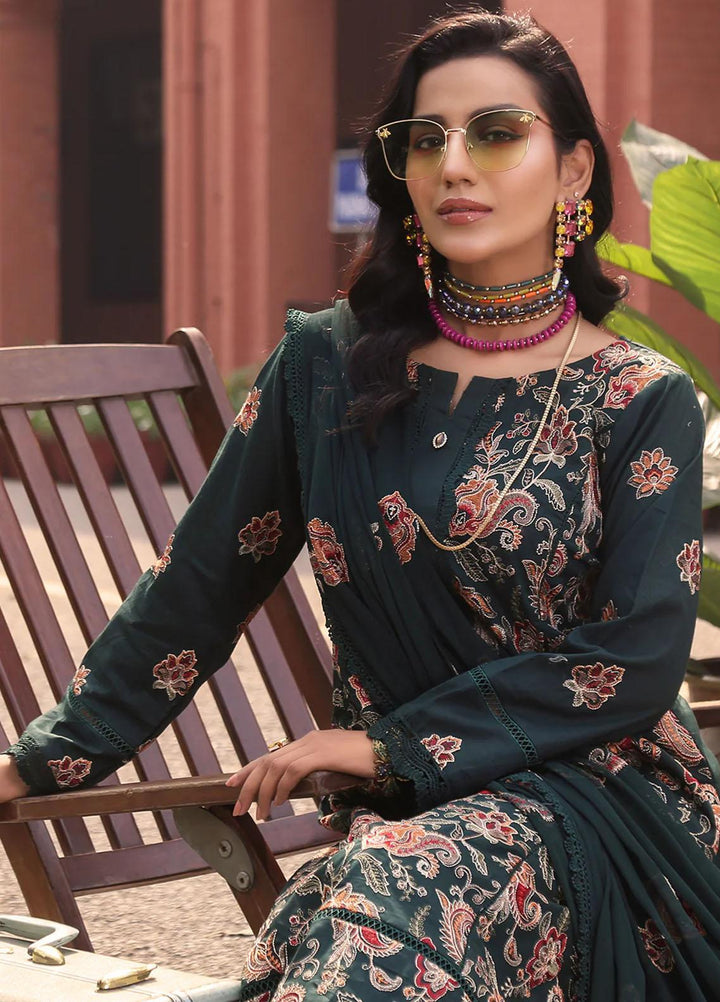 Mahnur Embroidered Lawn Suits Unstitched 3 Piece MN23L-V2 D-01 - Summer Collection