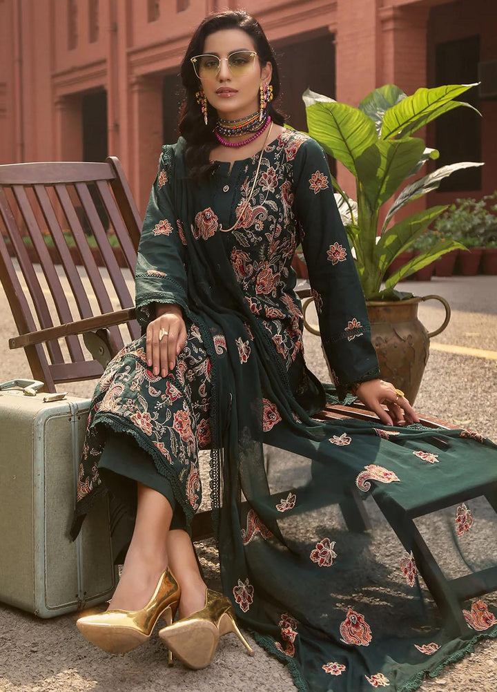 Mahnur Embroidered Lawn Suits Unstitched 3 Piece MN23L-V2 D-01 - Summer Collection