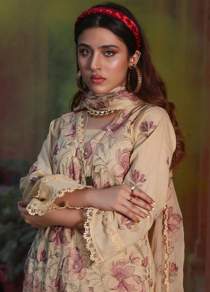 Mahnur Embroidered Lawn Suits Unstitched 3 Piece MN23L-V2 D-08 - Summer Collection