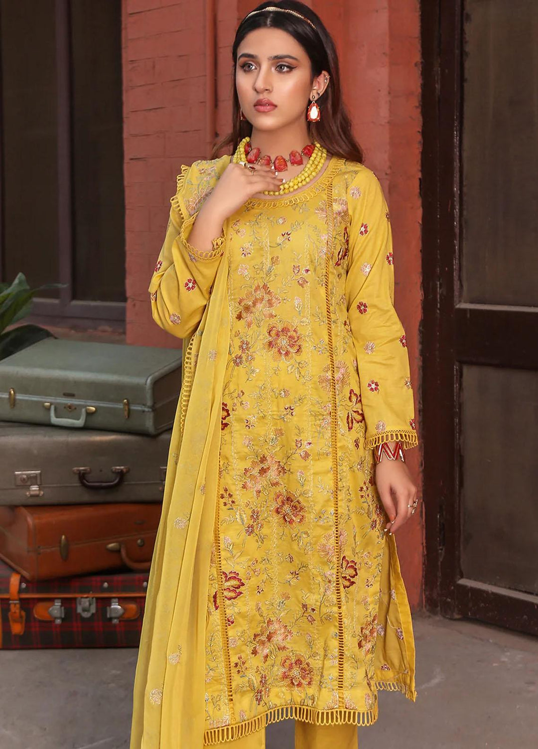 Mahnur Embroidered Lawn Suits Unstitched 3 Piece MN23L-V2 D-12 - Summer Collection