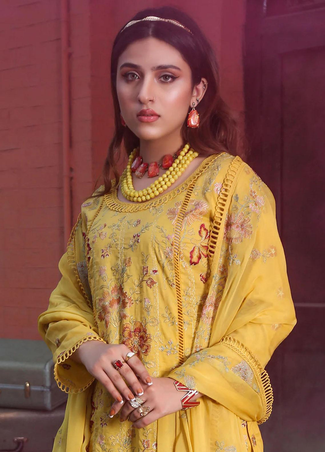 Mahnur Embroidered Lawn Suits Unstitched 3 Piece MN23L-V2 D-12 - Summer Collection