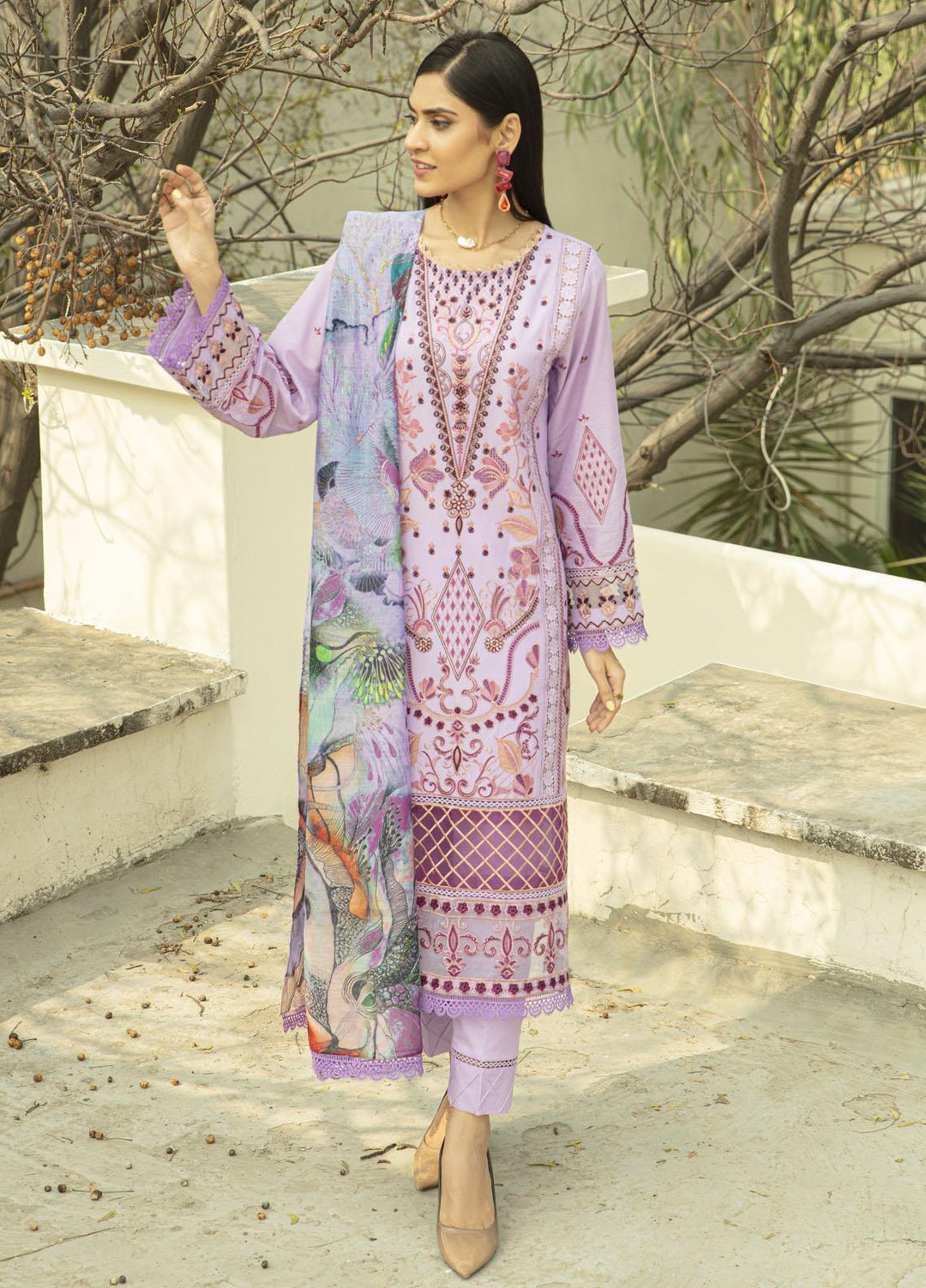 Mahroosh by Parishay Embroidered Lawn Suits Unstitched 3 Piece PRS22MH Qanaat B - Summer Collection