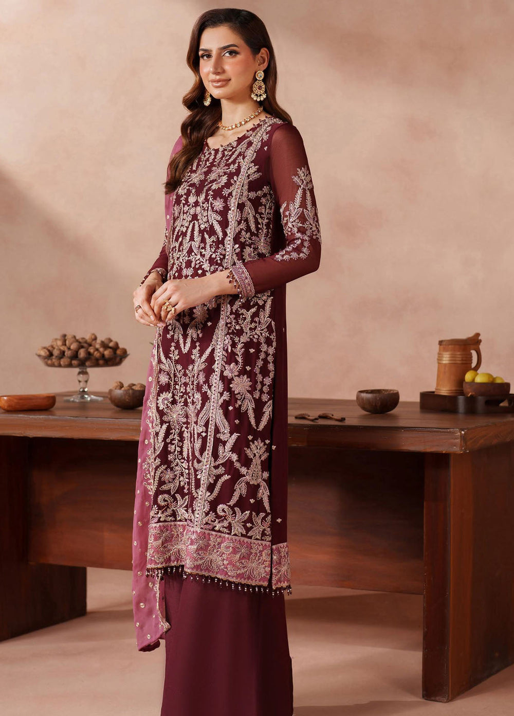 Mahrosh by Zarif Embroidered Chiffon Suits Unstitched 3 Piece ZR25UF MUF-02 Samrose - Formals Collection