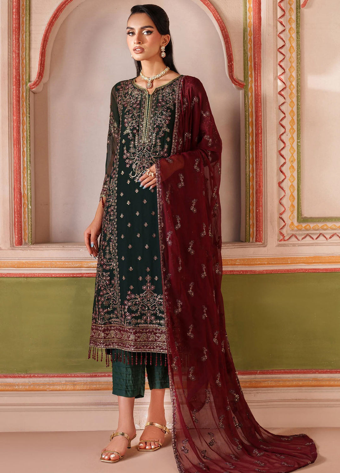 Mahrosh by Zarif Embroidered Chiffon Suits Unstitched 3 Piece ZR25UF MUF-07 Minsha - Formals Collection