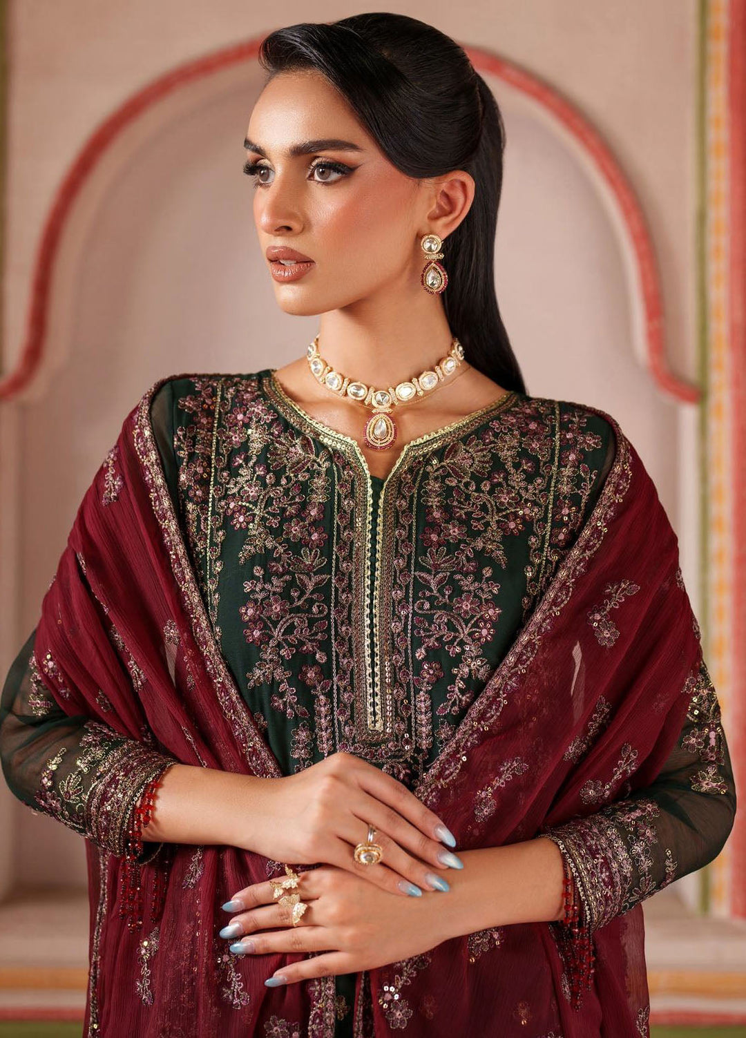 Mahrosh by Zarif Embroidered Chiffon Suits Unstitched 3 Piece ZR25UF MUF-07 Minsha - Formals Collection