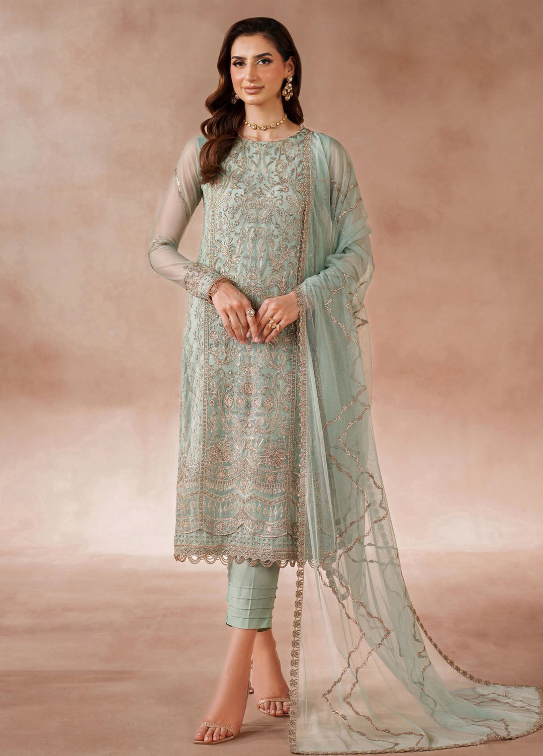Mahrosh by Zarif Embroidered Net Suits Unstitched 3 Piece ZR25UF MUF-05 Zarqa - Formals Collection