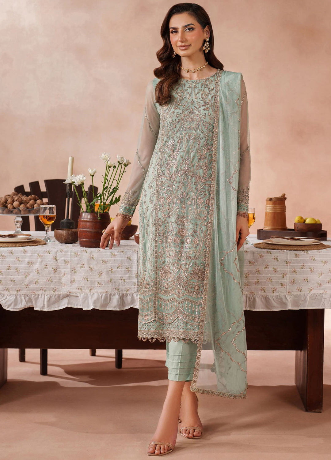 Mahrosh by Zarif Embroidered Net Suits Unstitched 3 Piece ZR25UF MUF-05 Zarqa - Formals Collection