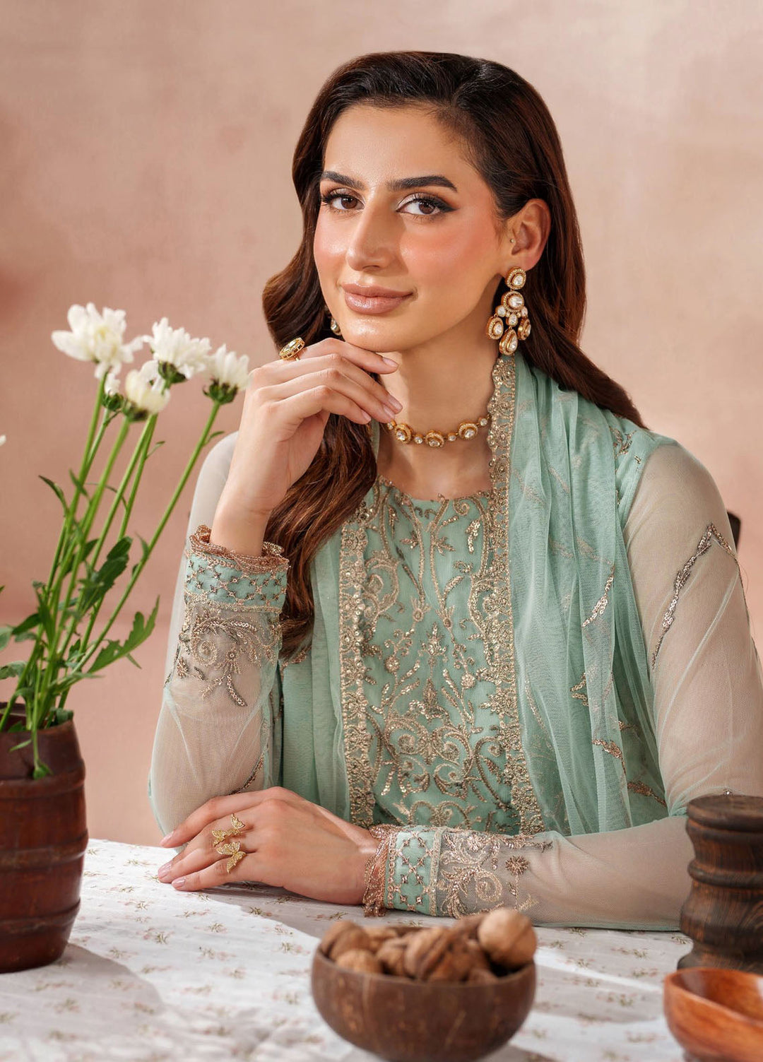 Mahrosh by Zarif Embroidered Net Suits Unstitched 3 Piece ZR25UF MUF-05 Zarqa - Formals Collection