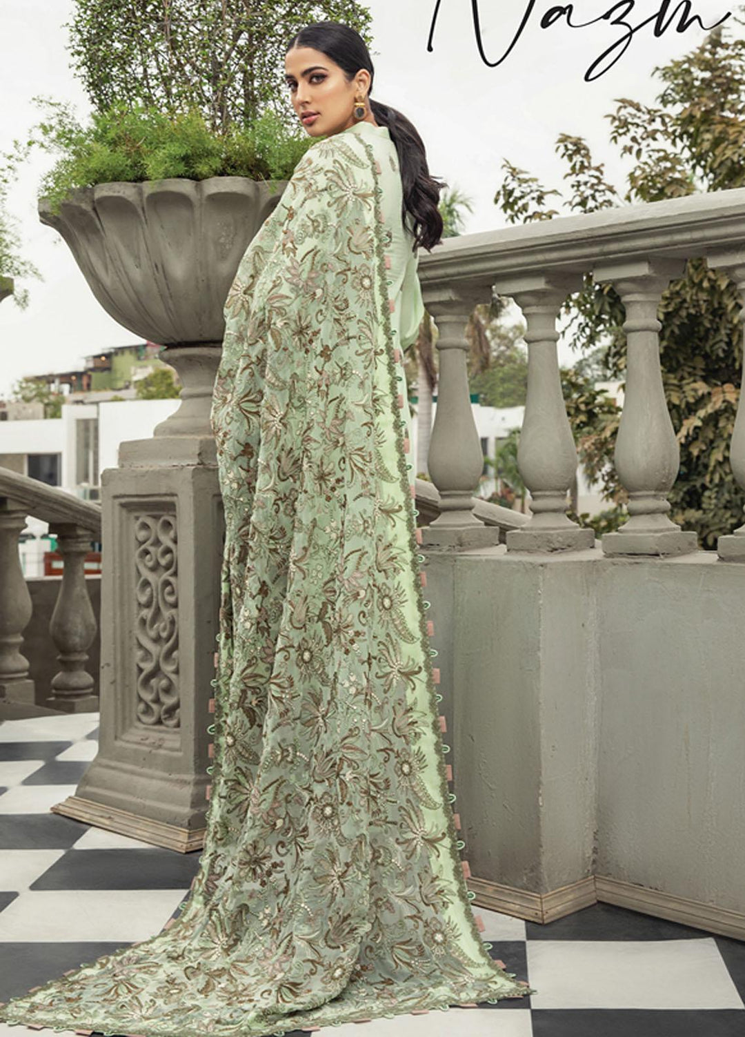 Mahrosh By House of Nawab Embroidered Lawn Suits Unstitched 3 Piece HON21M 04 Nazm - Luxury Collection