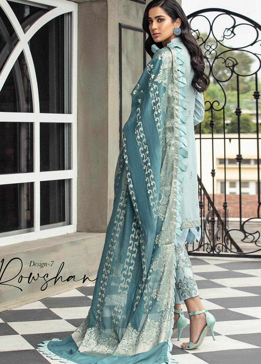 Mahrosh By House of Nawab Embroidered Lawn Suits Unstitched 3 Piece HON21M 07 Rowshan - Luxury Collection