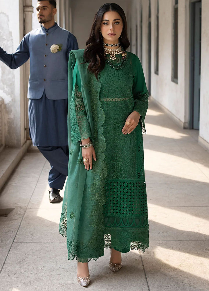 Mahrukh by Mahnur Embroidered Lawn Suits Unstitched 3 Piece MN24MK D3-B Emerald - Summer Collection