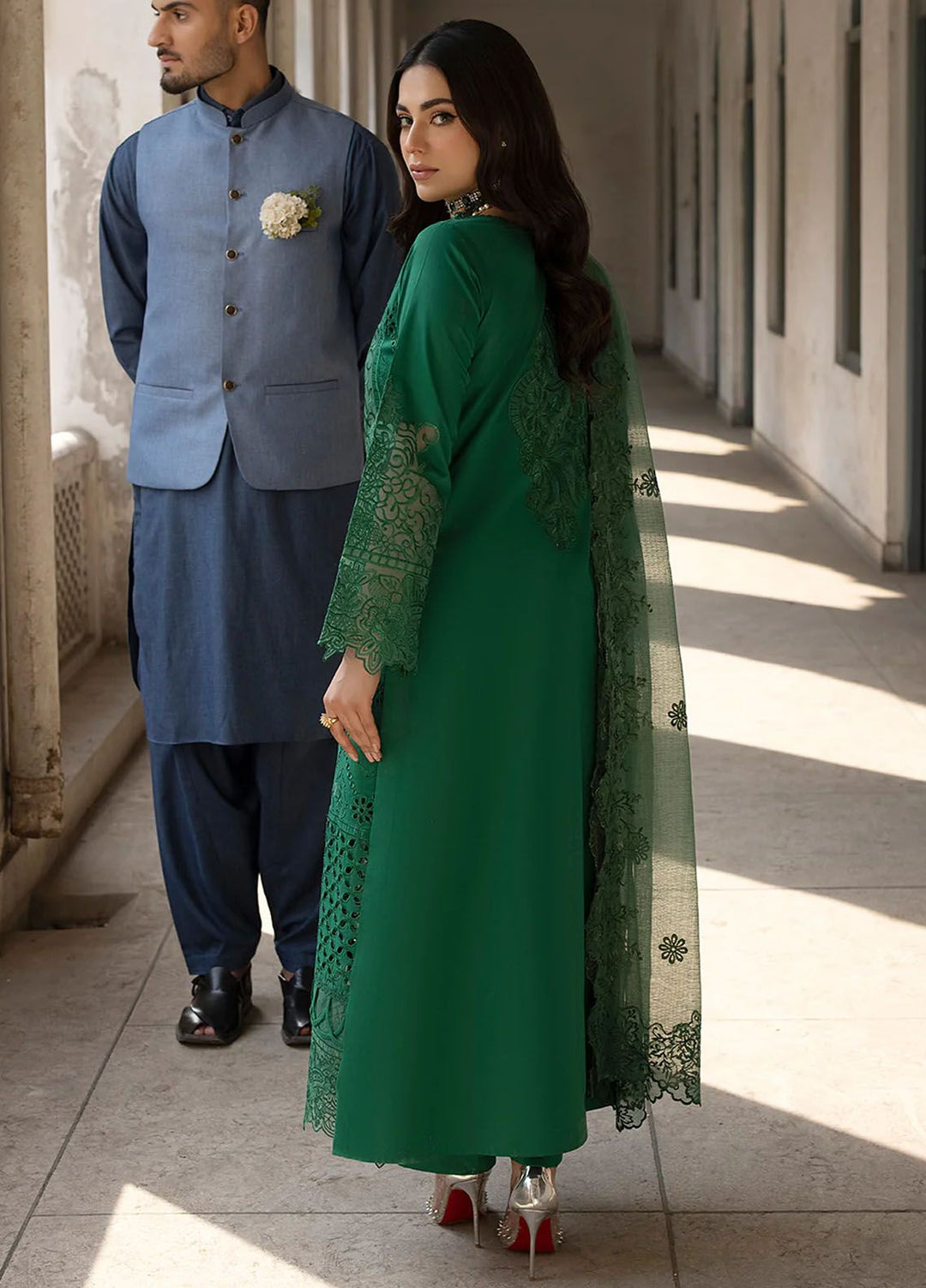 Mahrukh by Mahnur Embroidered Lawn Suits Unstitched 3 Piece MN24MK D3-B Emerald - Summer Collection