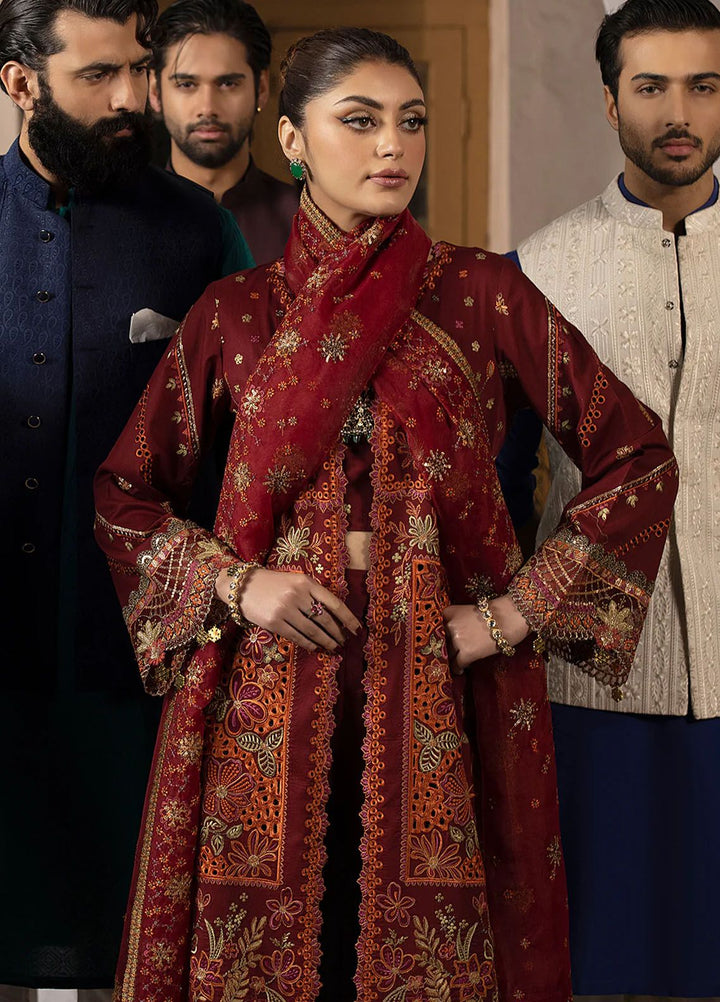 Mahrukh by Mahnur Embroidered Lawn Suits Unstitched 3 Piece MN24MK D4-B Carnation - Summer Collection