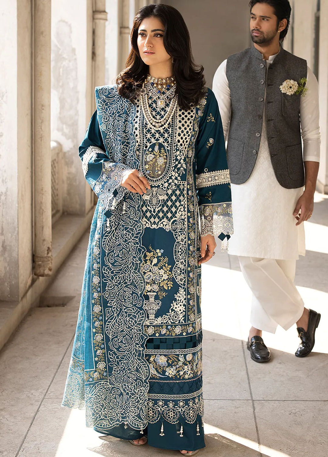 Mahrukh by Mahnur Embroidered Lawn Suits Unstitched 3 Piece MN24MK D7-A Serene - Summer Collection