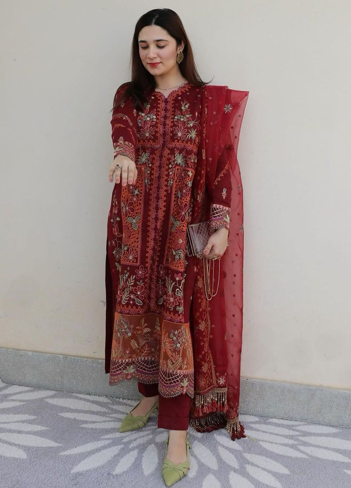Mahrukh by Mahnur Embroidered Lawn Suits Unstitched 3 Piece MN24MK D4-B Carnation - Summer Collection