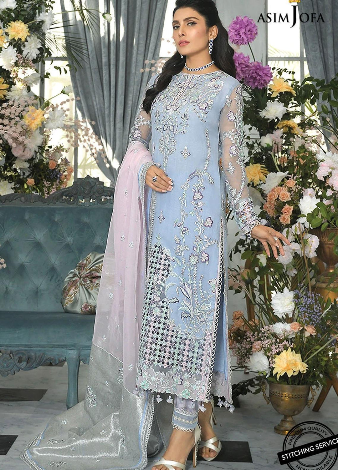 Mahsa By Asim Jofa Embroidered Organza Suits Unstitched 3 Piece AJ21M 02 - Festive Collection