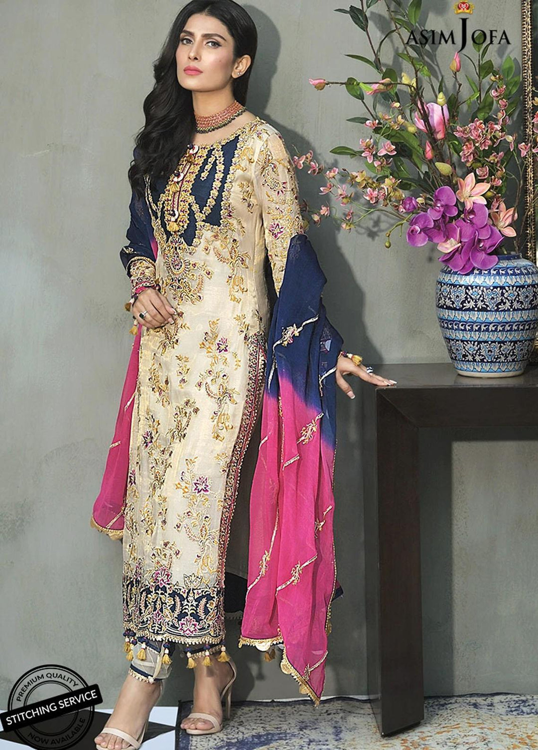 Mahsa By Asim Jofa Embroidered Missouri Suits Unstitched 3 Piece AJ21M 04 - Festive Collection