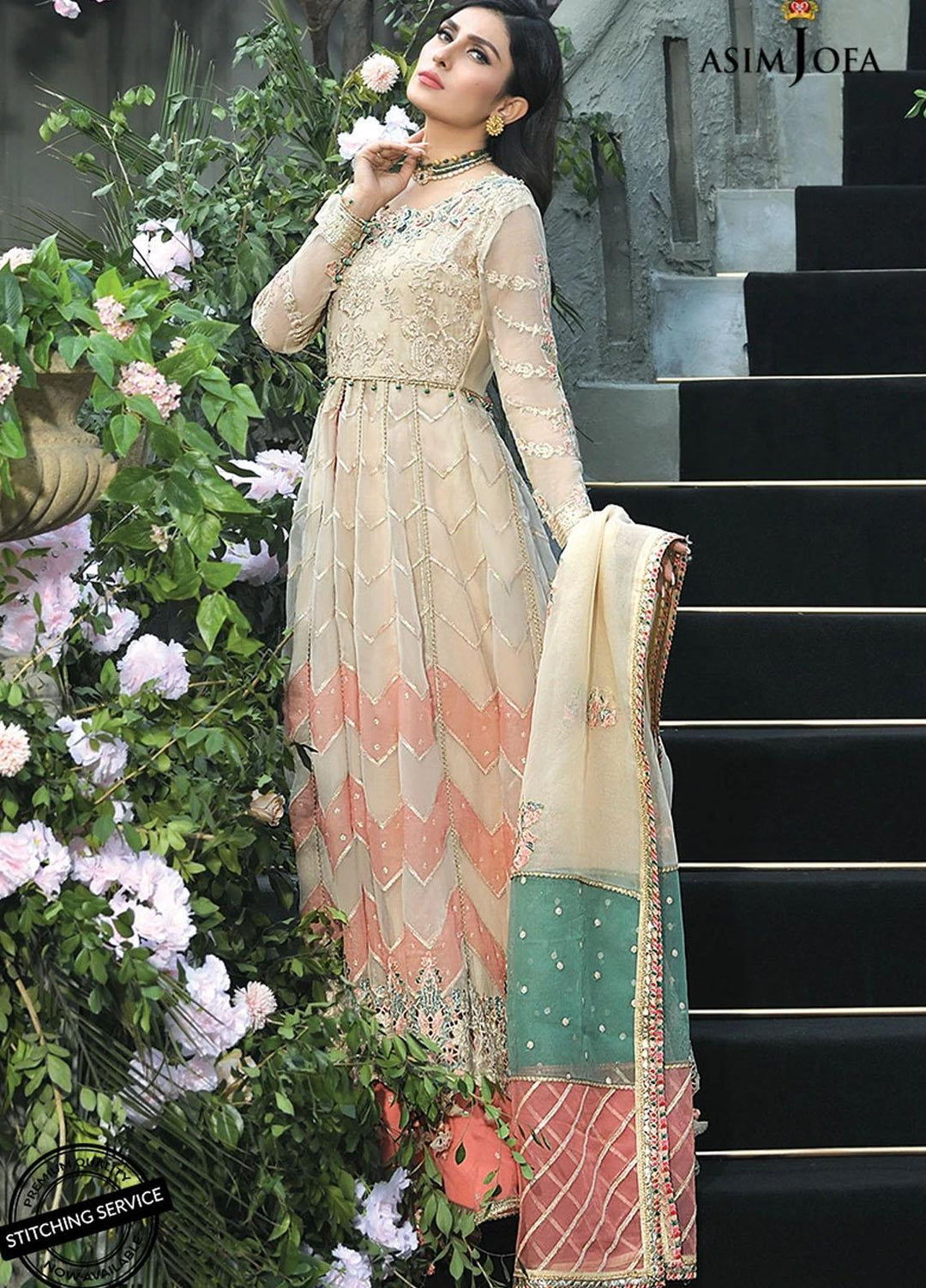 Mahsa By Asim Jofa Embroidered Organza Suits Unstitched 3 Piece AJ21M 08 - Festive Collection