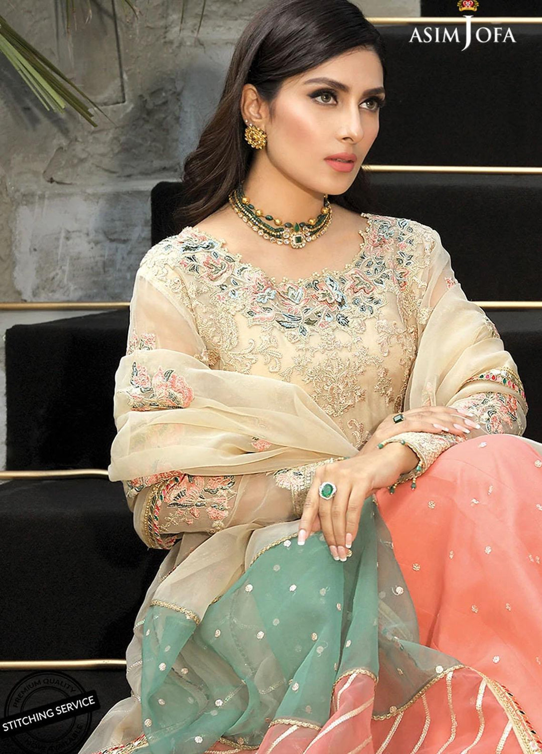 Mahsa By Asim Jofa Embroidered Organza Suits Unstitched 3 Piece AJ21M 08 - Festive Collection