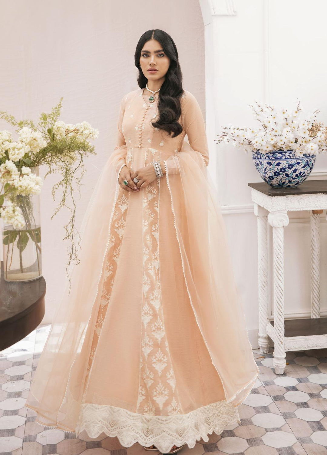 Mahum Asad Luxury Pret  Cotton Net 2 Piece FREESIA