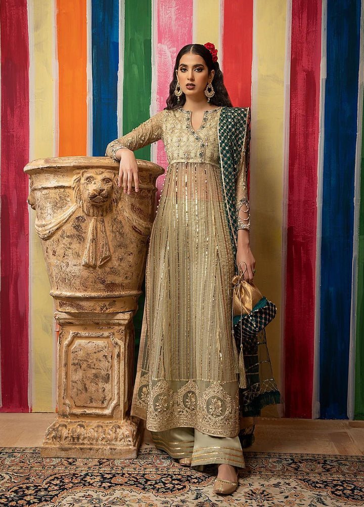 Mahum Asad Luxury Pret Embroidered Zari 3 Piece Dress FERIHA
