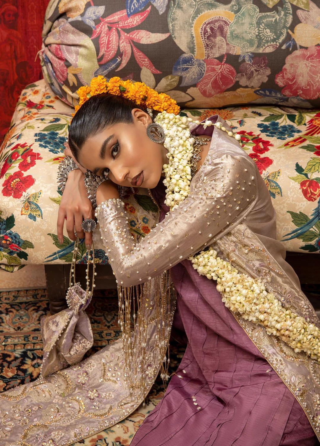 Mahum Asad Luxury Pret Embroidered Tissue 2 Piece Dress GHAZAL