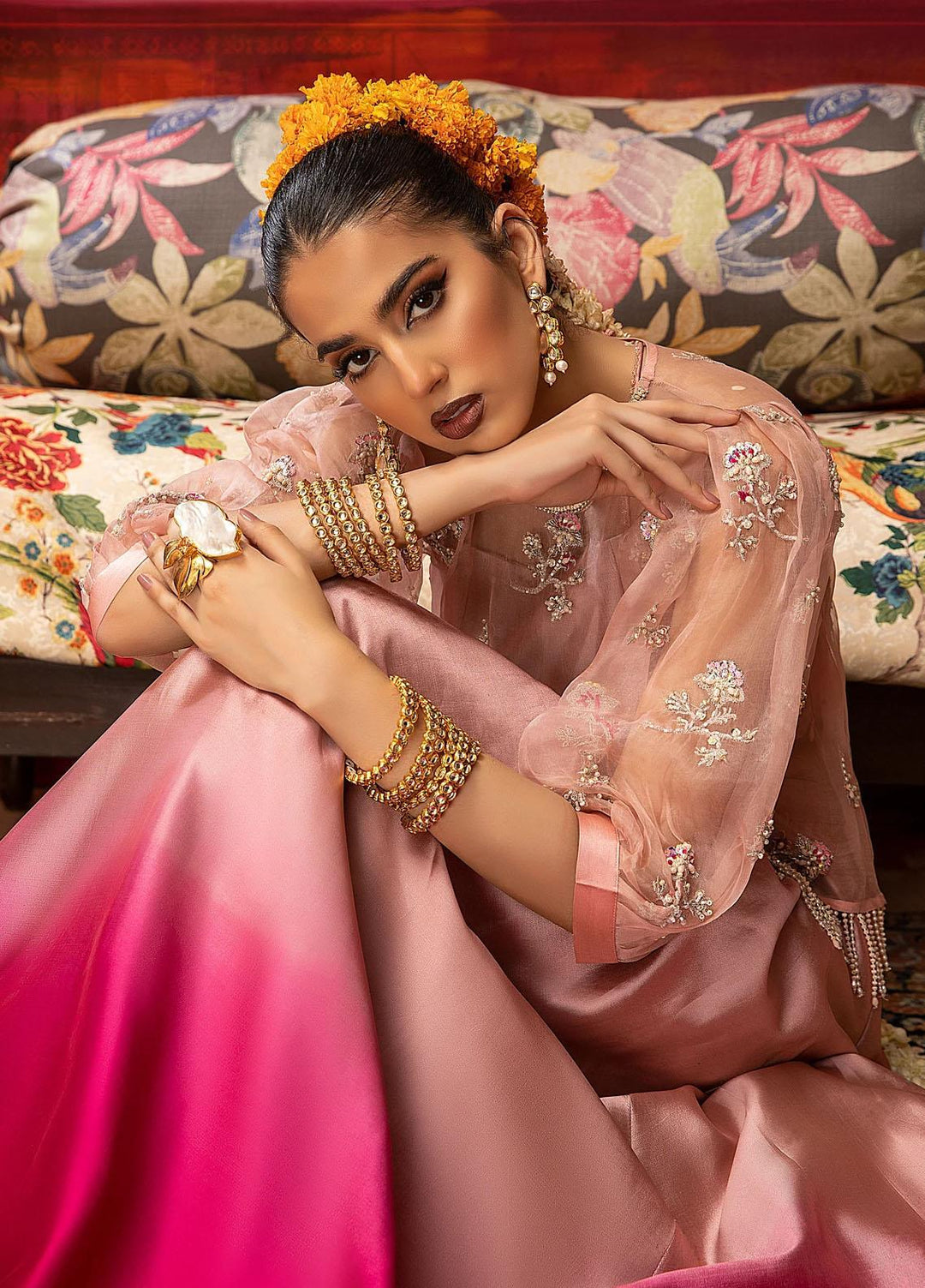 Mahum Asad Luxury Pret Embroidered Zari 2 Piece Dress TAZMIN