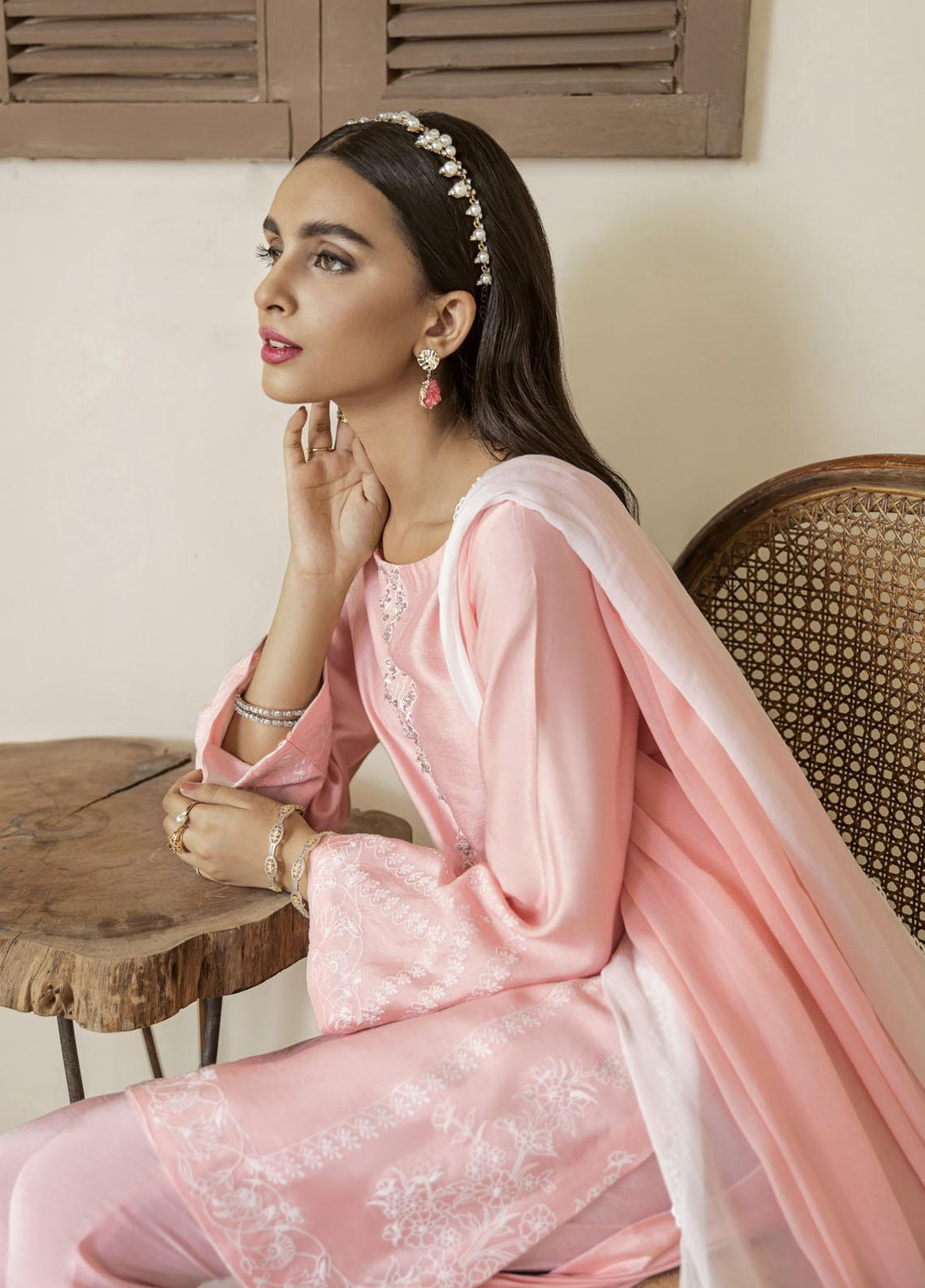 Mahum Asad Luxury Pret Embroidered Cotton Net 3 Piece Suit ARMEEN