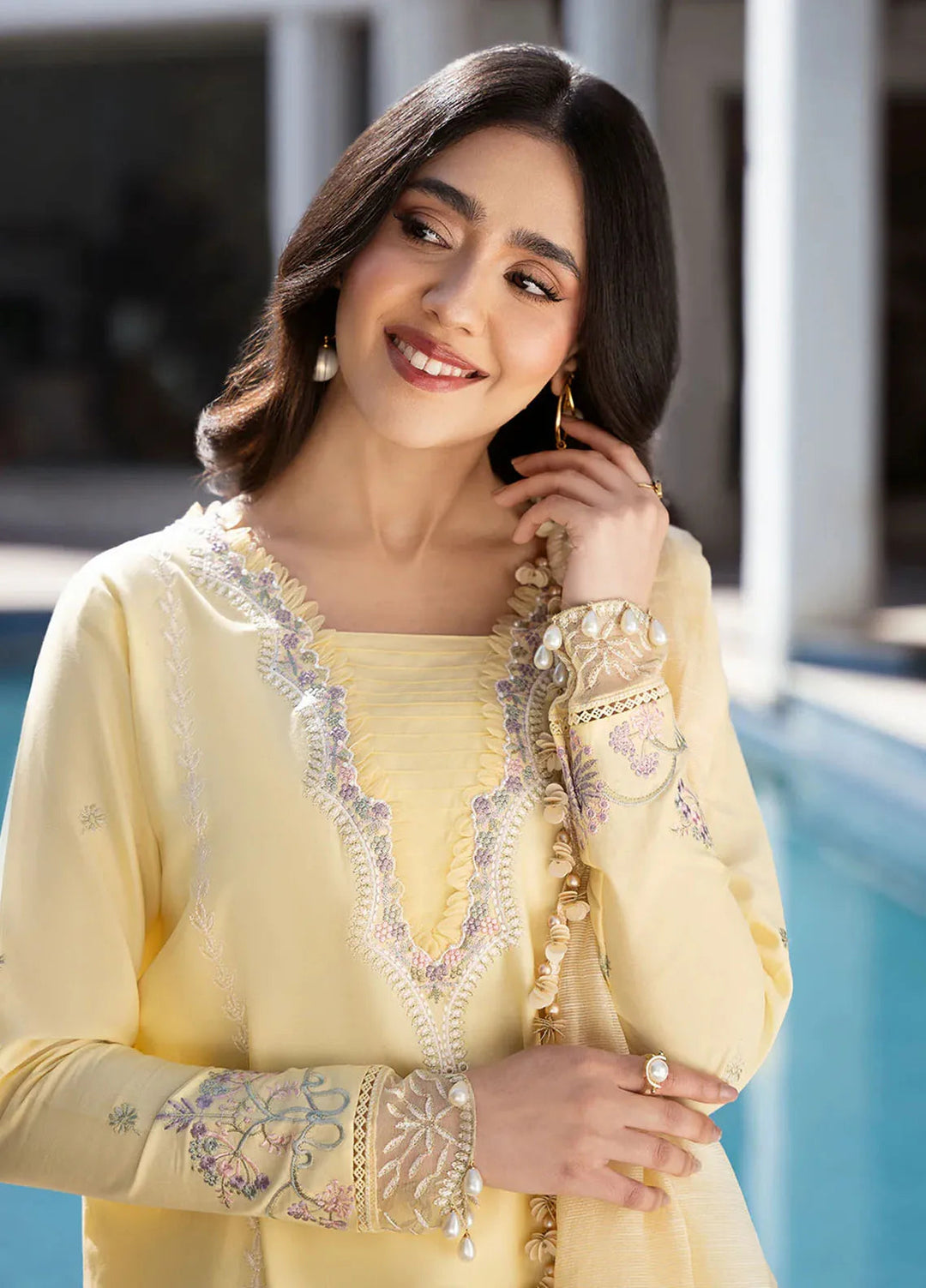 Mahveen by Izel Embroidered Lawn Suits Unstitched 3 Piece IZL25M Amel - Summer Collection