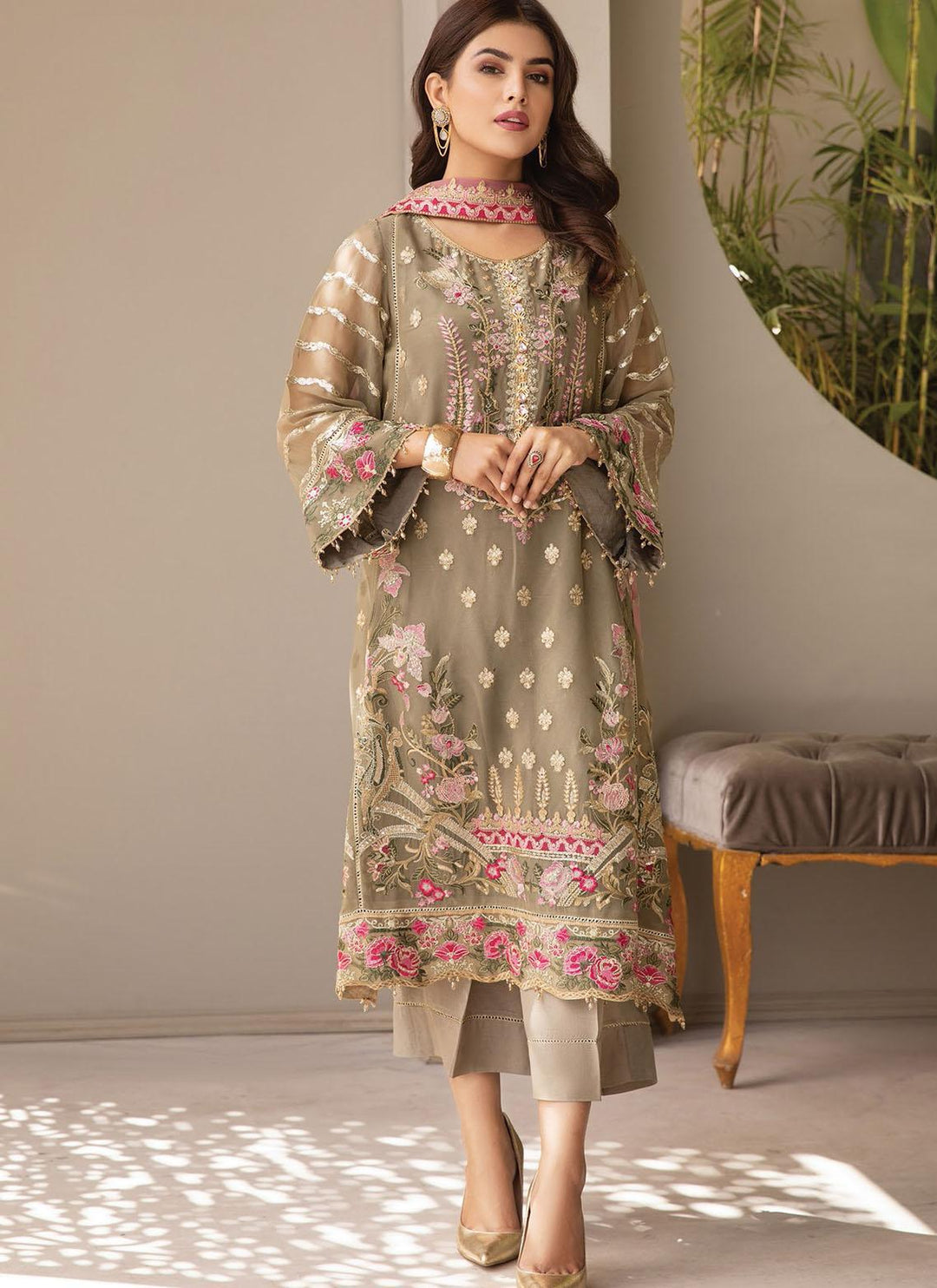 Mahyar By Alizeh Fashions Embroidered Chiffon Suits Unstitched 3 Piece AFB21-C5 10 Shahi - Festive Collection