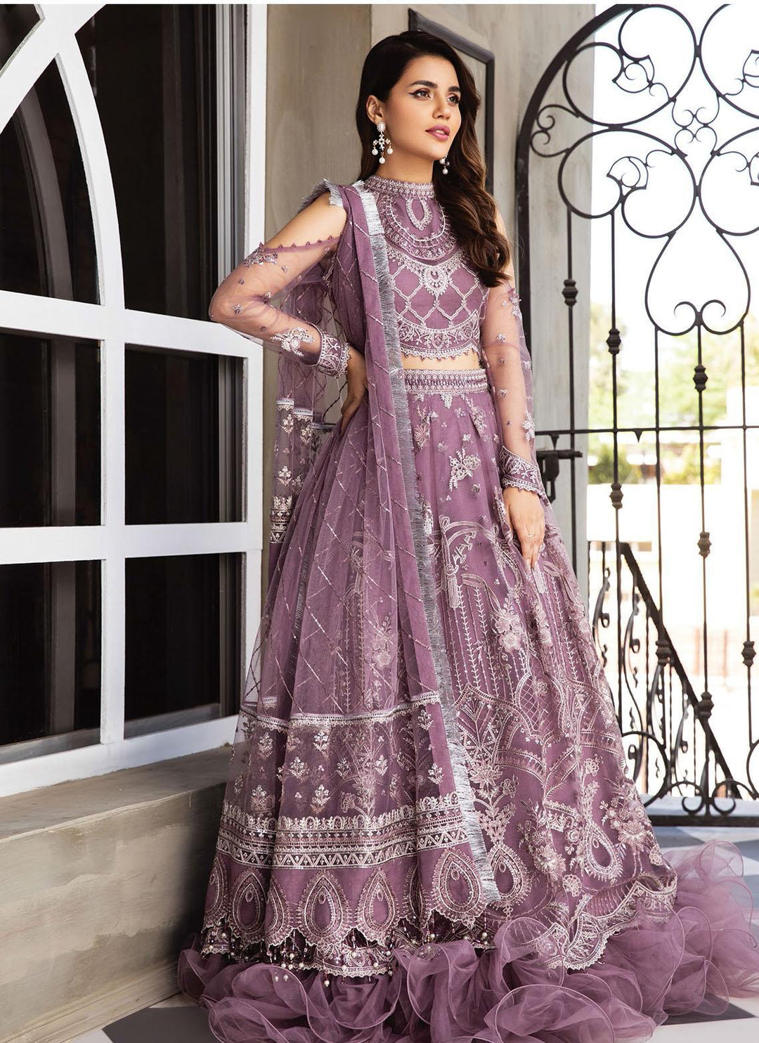 Mahyar By Alizeh Fashions Embroidered Net Suits Unstitched 3 Piece AFB21-C5 12 Mehrabi - Festive Collection
