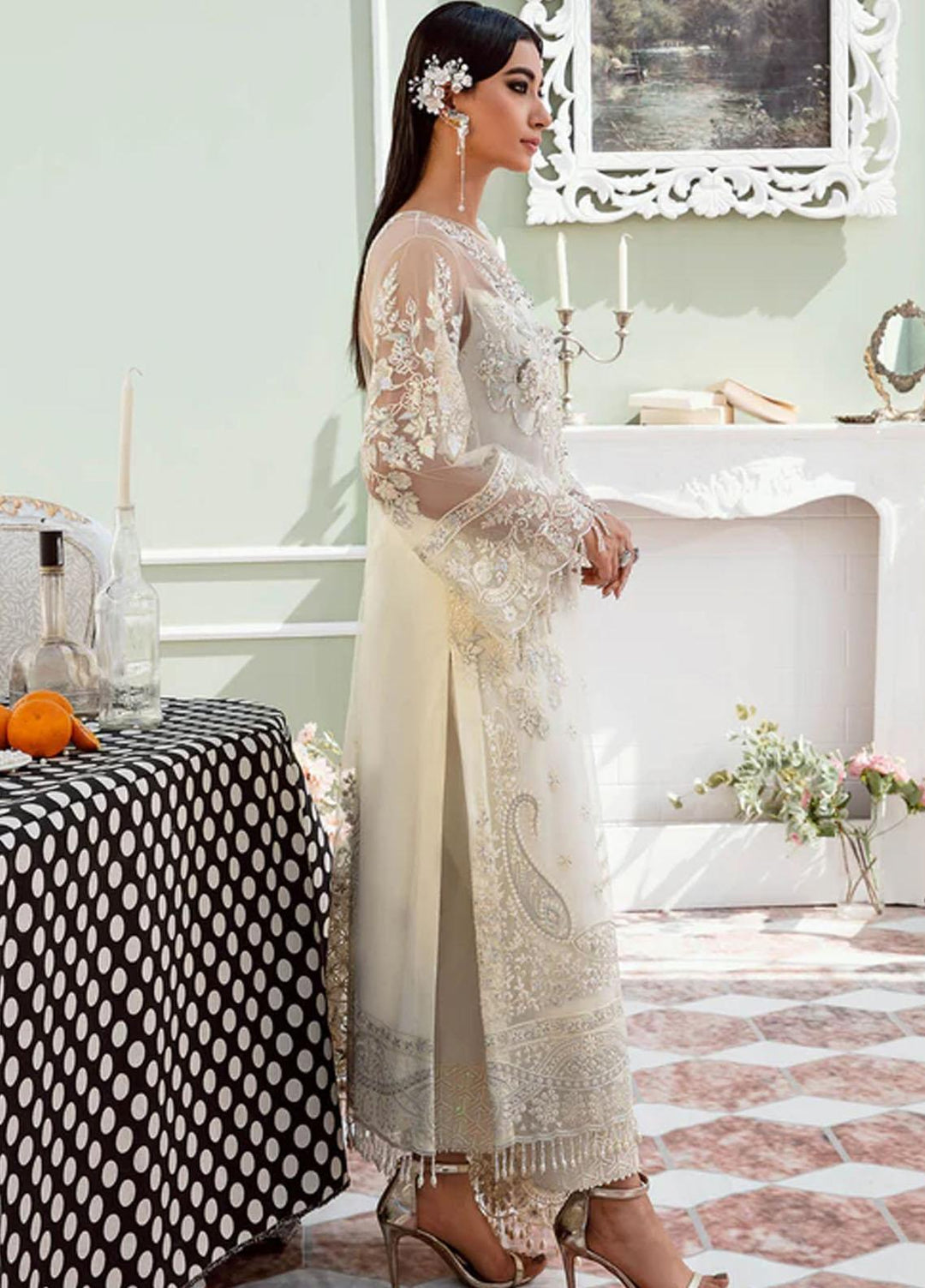 Maia By Serene Premium Embroidered Net Suits Unstitched 3 Piece SP23MA S-1071 Lama - Spring / Summer Collection