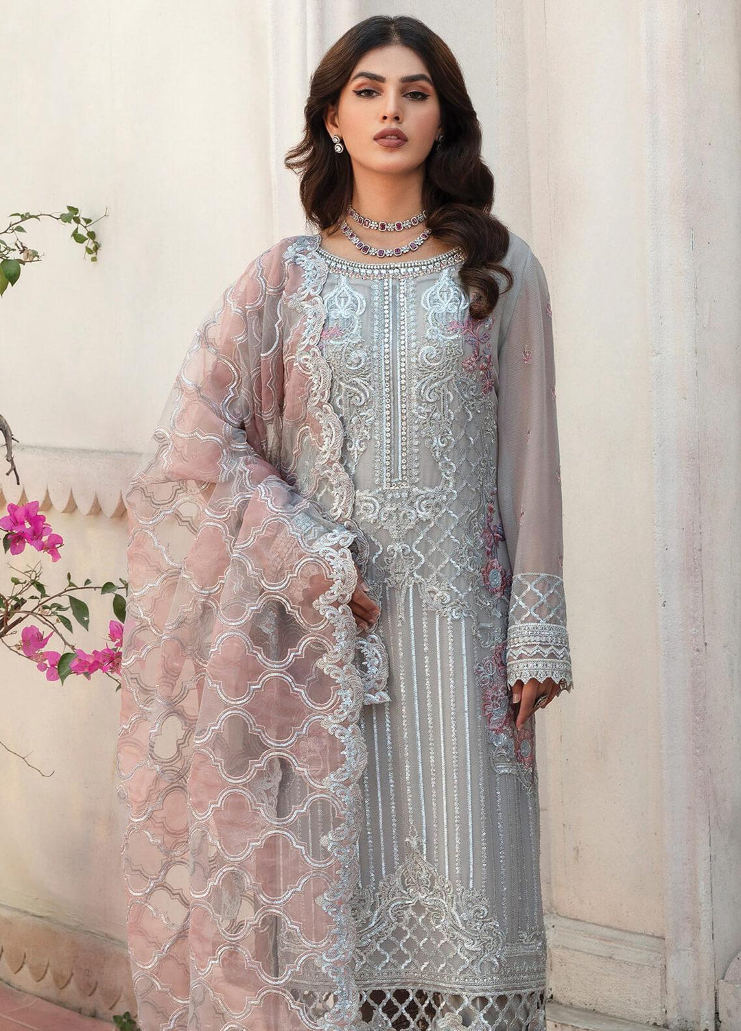 Majestic by Imrozia Embroidered Chiffon Suits Unstitched 3 Piece IMP22MA M-03 Diva - Premium Collection