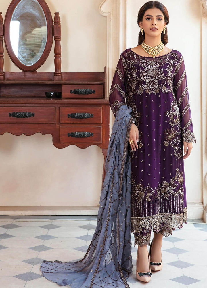 Majestic by Imrozia Embroidered Chiffon Suits Unstitched 3 Piece IMP22MA M-07 Leilani - Premium Collection
