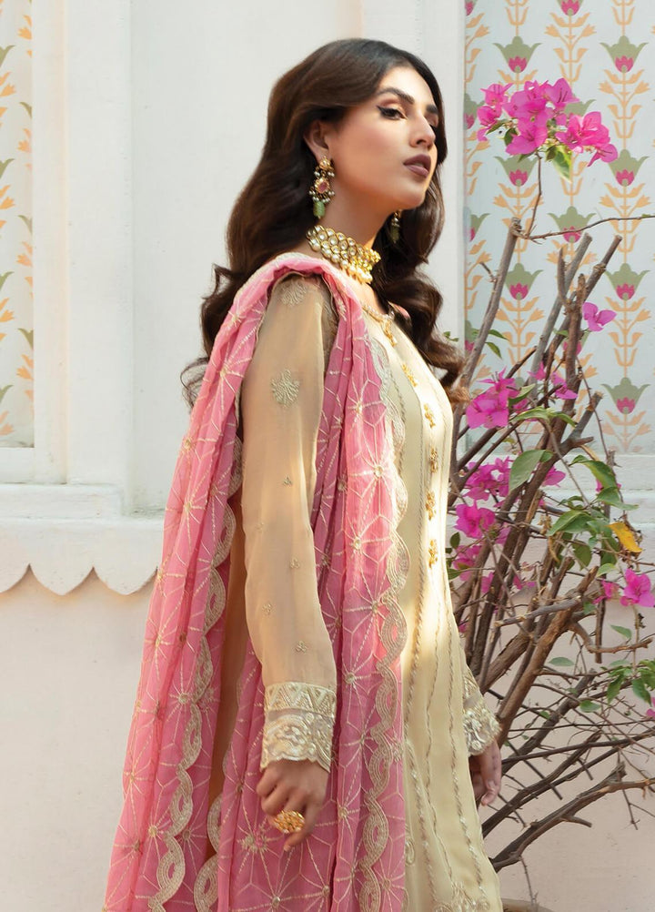 Majestic by Imrozia Embroidered Chiffon Suits Unstitched 3 Piece IMP22MA M-10 Luminous Blush - Premium Collection