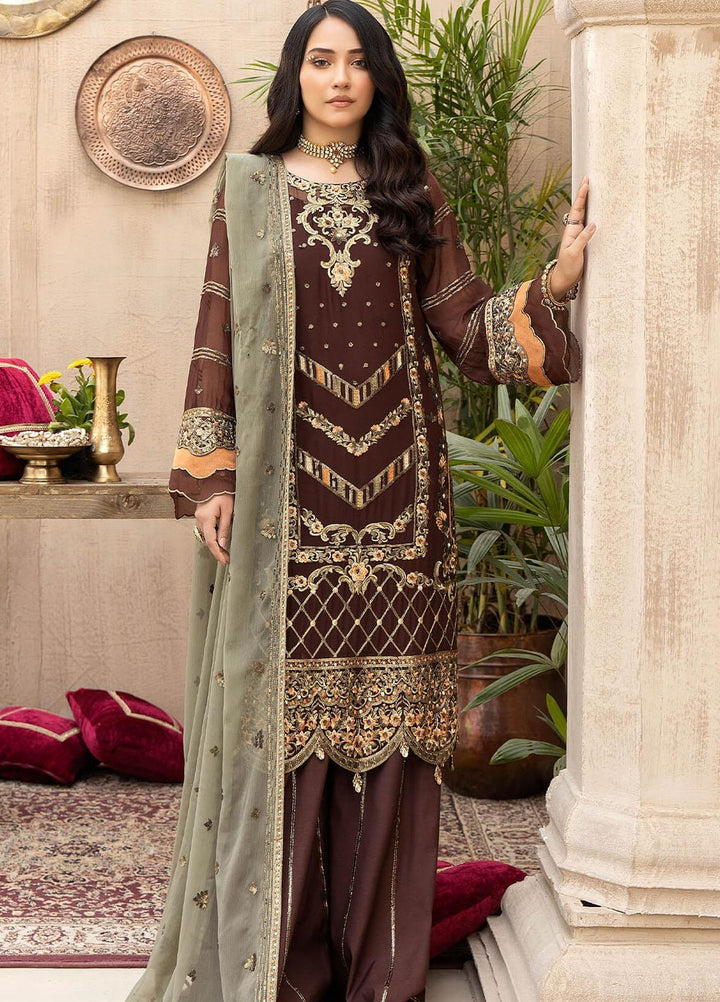 Exquise Majestic By Imrozia Premium Embroidered Chiffon Suits Unstitched 3 Piece IMP23EM M-21 Roohay - Festive Collection