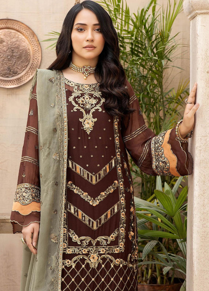 Exquise Majestic By Imrozia Premium Embroidered Chiffon Suits Unstitched 3 Piece IMP23EM M-21 Roohay - Festive Collection