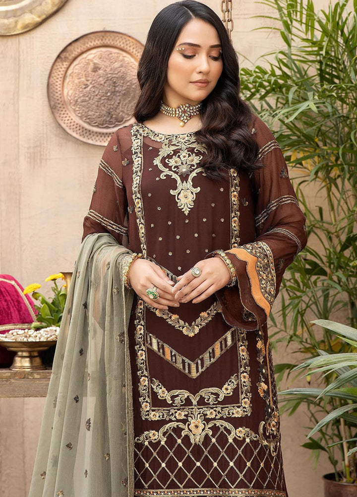 Exquise Majestic By Imrozia Premium Embroidered Chiffon Suits Unstitched 3 Piece IMP23EM M-21 Roohay - Festive Collection