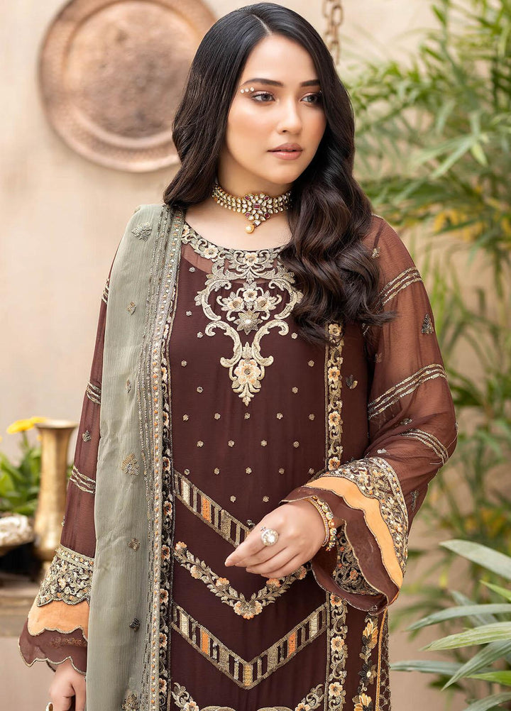 Exquise Majestic By Imrozia Premium Embroidered Chiffon Suits Unstitched 3 Piece IMP23EM M-21 Roohay - Festive Collection