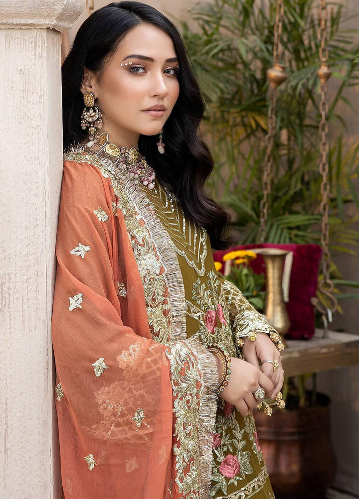 Exquise Majestic By Imrozia Premium Embroidered Chiffon Suits Unstitched 3 Piece IMP23EM M-23 Sayonee - Festive Collection