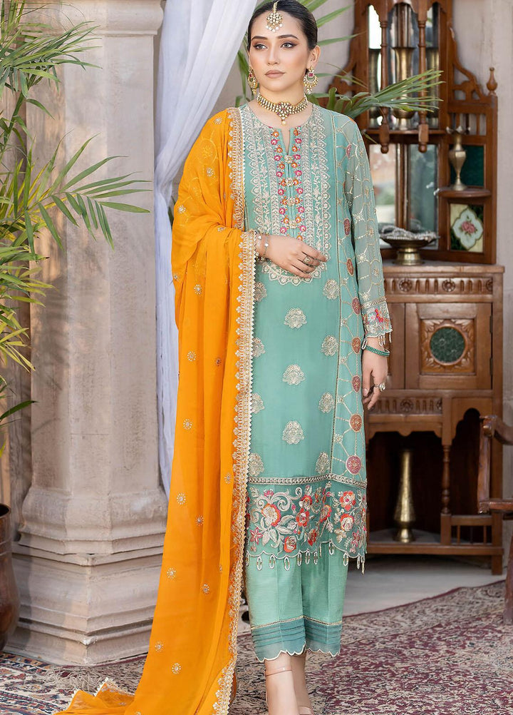 Exquise Majestic By Imrozia Premium Embroidered Chiffon Suits Unstitched 3 Piece IMP23EM M-30 Azuri - Festive Collection