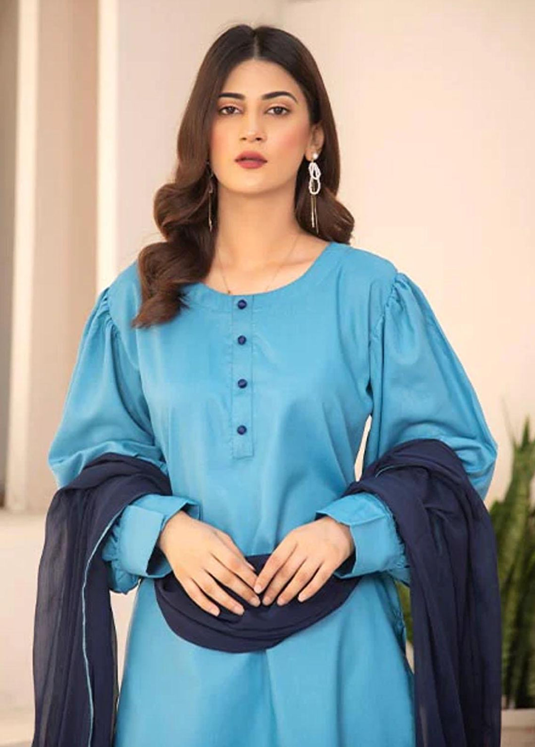 Nazmina Pret Casual Cotton 3 Piece Suit NZ23M Icy Blue (KP-258)