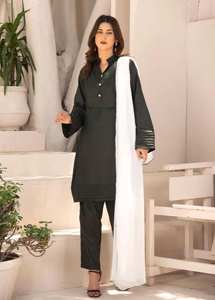 Nazmina Pret Casual Cotton 3 Piece Suit NZ23M Khaki And White (KP-255)