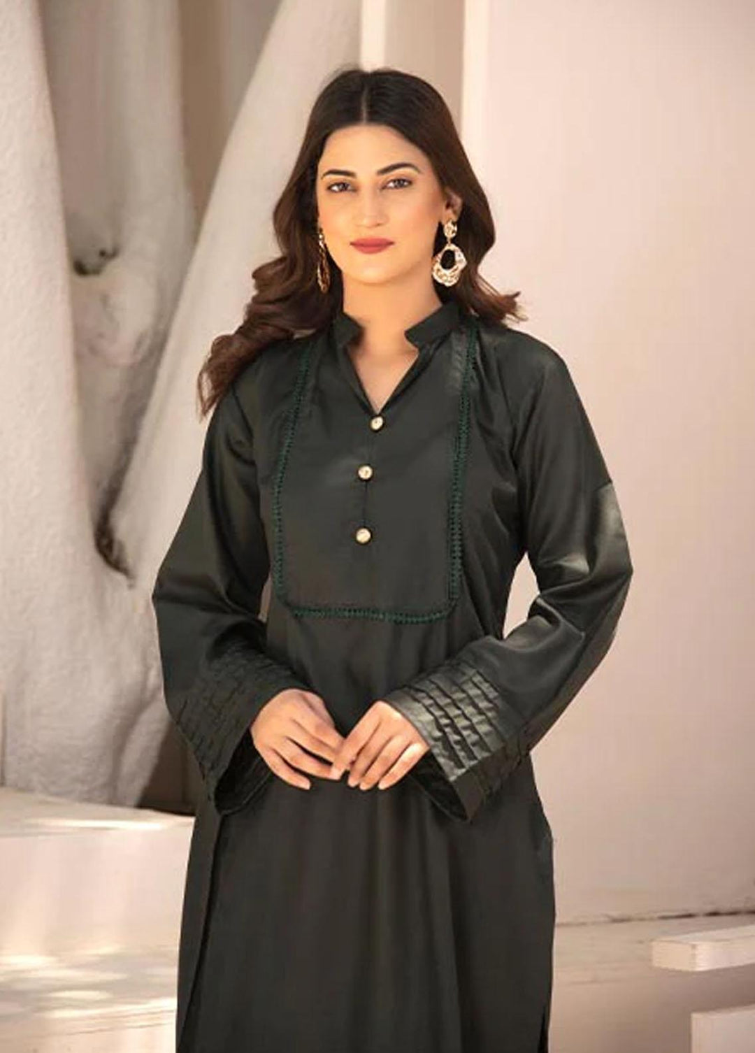 Nazmina Pret Casual Cotton 3 Piece Suit NZ23M Khaki And White (KP-255)