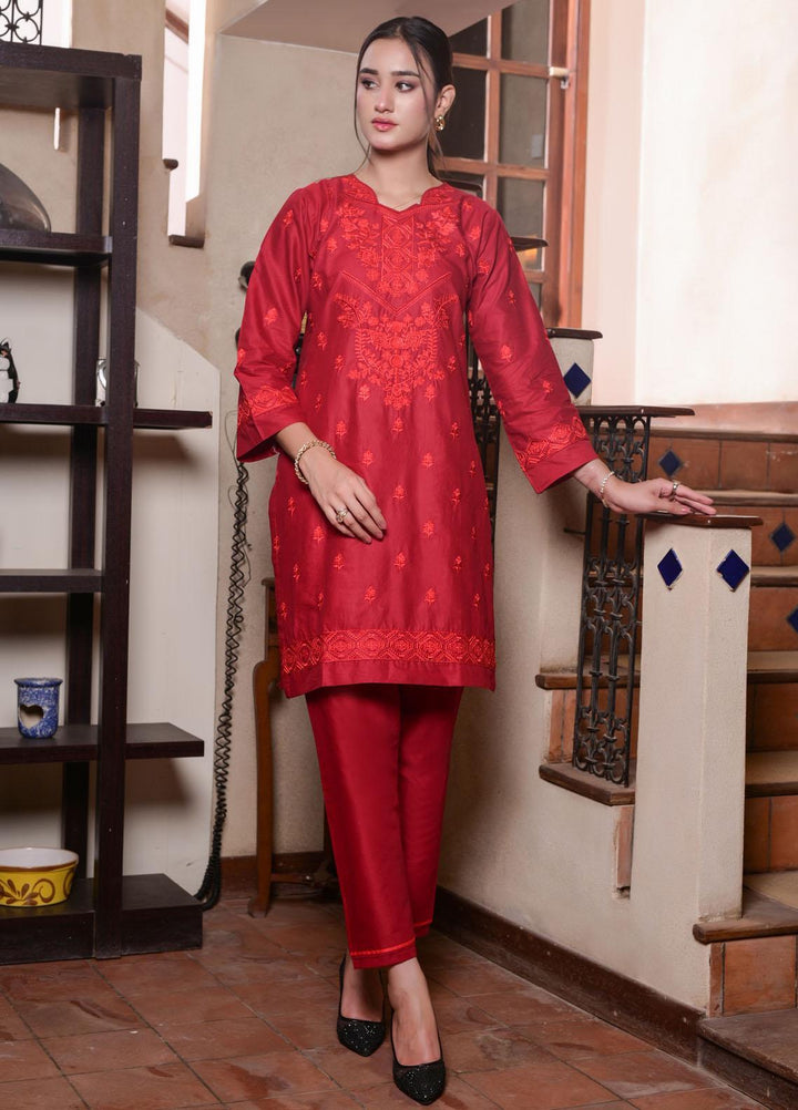 MAK Fashion Casual Pret Embroidered Cotton 2 Piece Suit KUW-10077