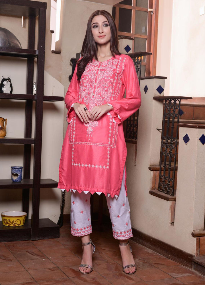 MAK Fashion Casual Pret Embroidered Cotton 2 Piece Suit KUW-10080