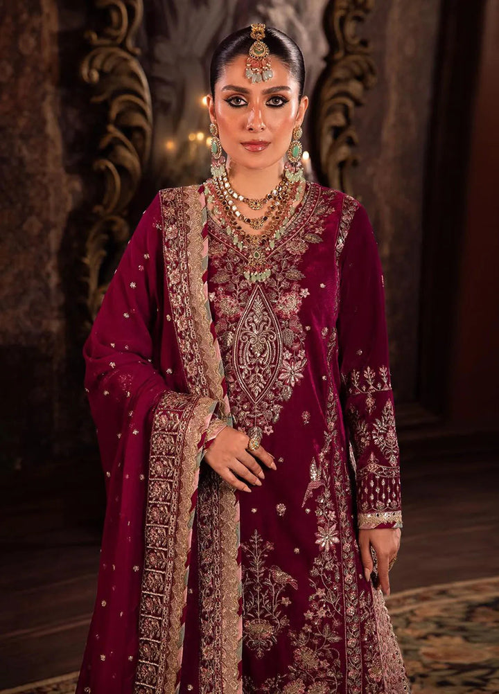 Makhmal By Asim Jofa Embroidered Velvet Unstitched Suit 3 Piece AJ23MK AJMM-03 - Wedding Collection