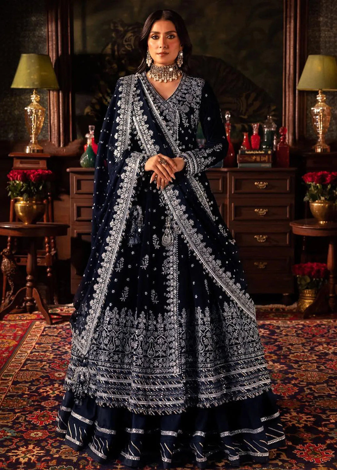 Makhmal By Asim Jofa Embroidered Velvet Unstitched Suit 3 Piece AJ23MK AJMM-04 - Wedding Collection