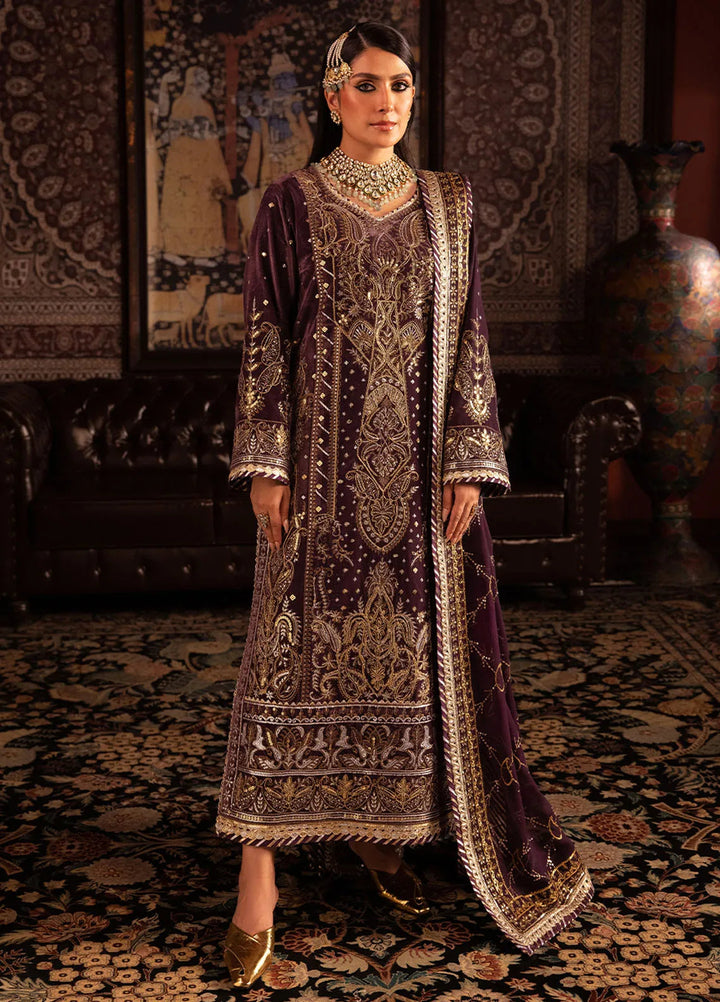 Makhmal By Asim Jofa Embroidered Velvet Unstitched Suit 3 Piece AJ23MK AJMM-06 - Wedding Collection