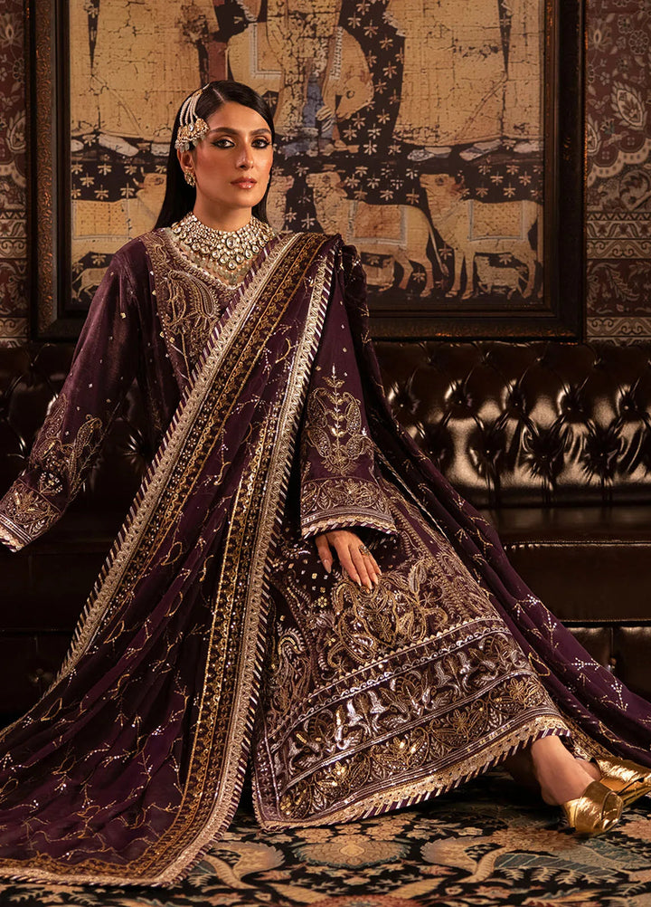 Makhmal By Asim Jofa Embroidered Velvet Unstitched Suit 3 Piece AJ23MK AJMM-06 - Wedding Collection